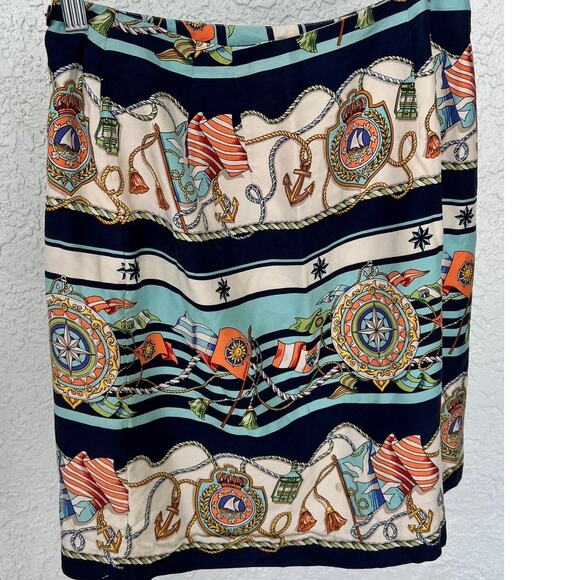 Talbots Petite Wrap Skirt - Size 8, Nautical Print - Picture 3 of 10